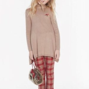 iDO meisjes feest broek-geblokt-rood
