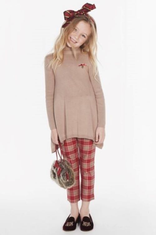 iDO meisjes feest broek-geblokt-rood