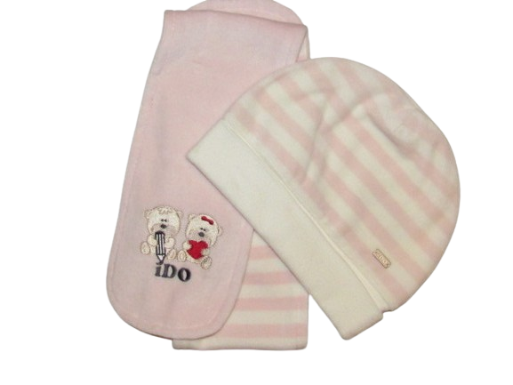 iDO baby setje warm en zachte muts en sjaal-roze