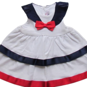Mayoral baby setjes feest jurk met onderbroek-wit-blauw en rood.